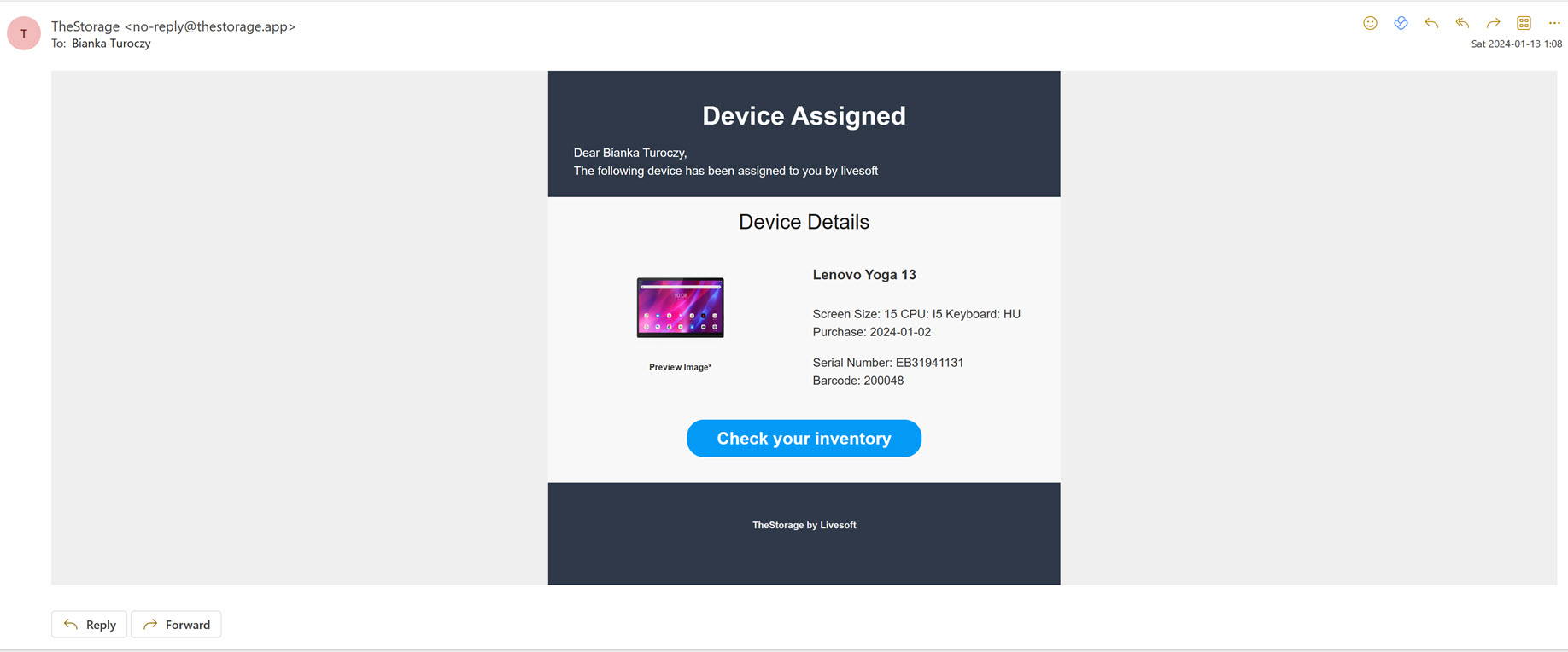 assign to user notification email
