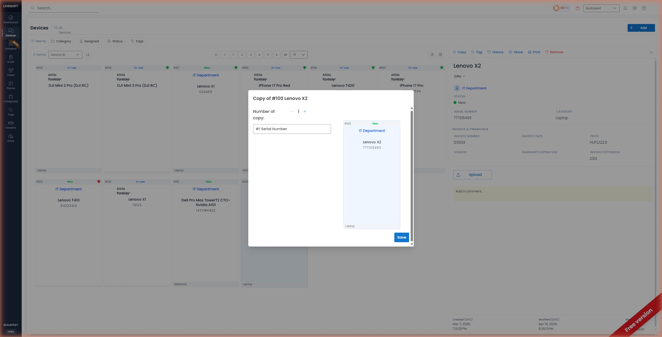 Copy dialog