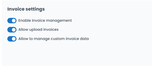 invoice settings in settings page