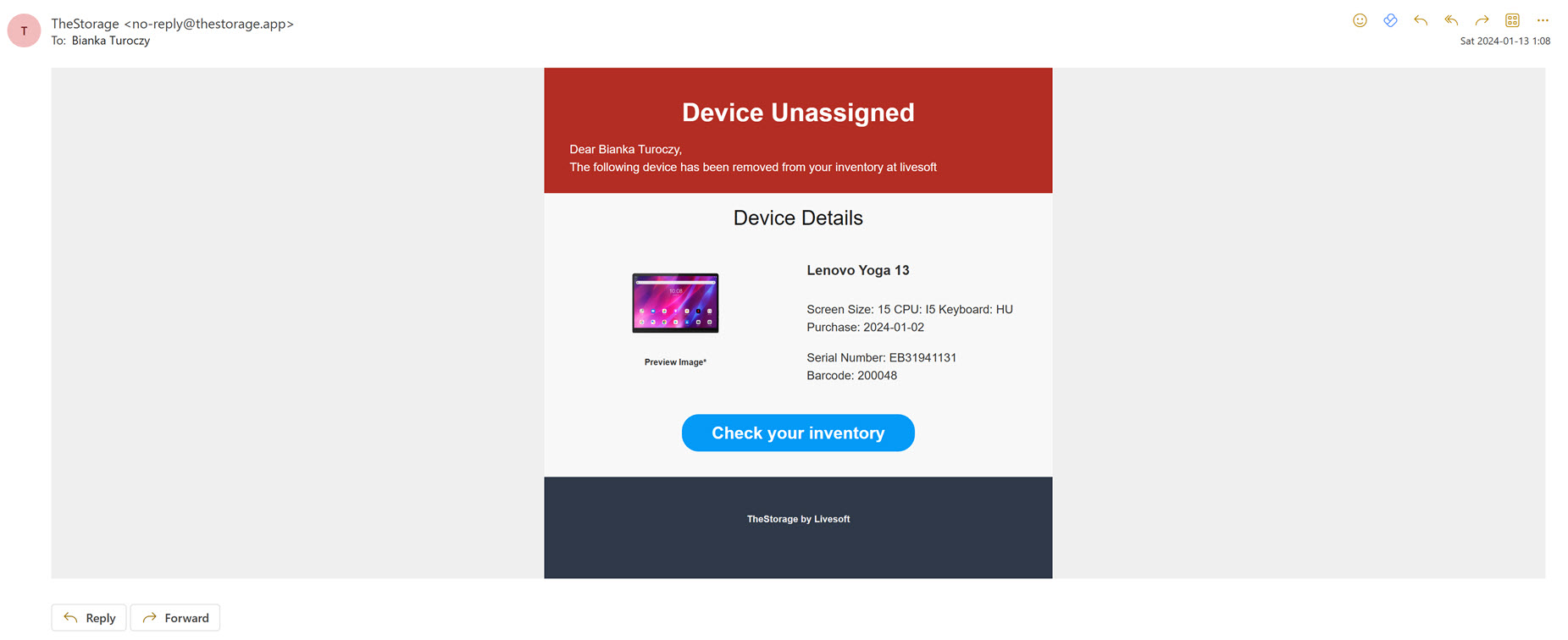 delete from user notification email