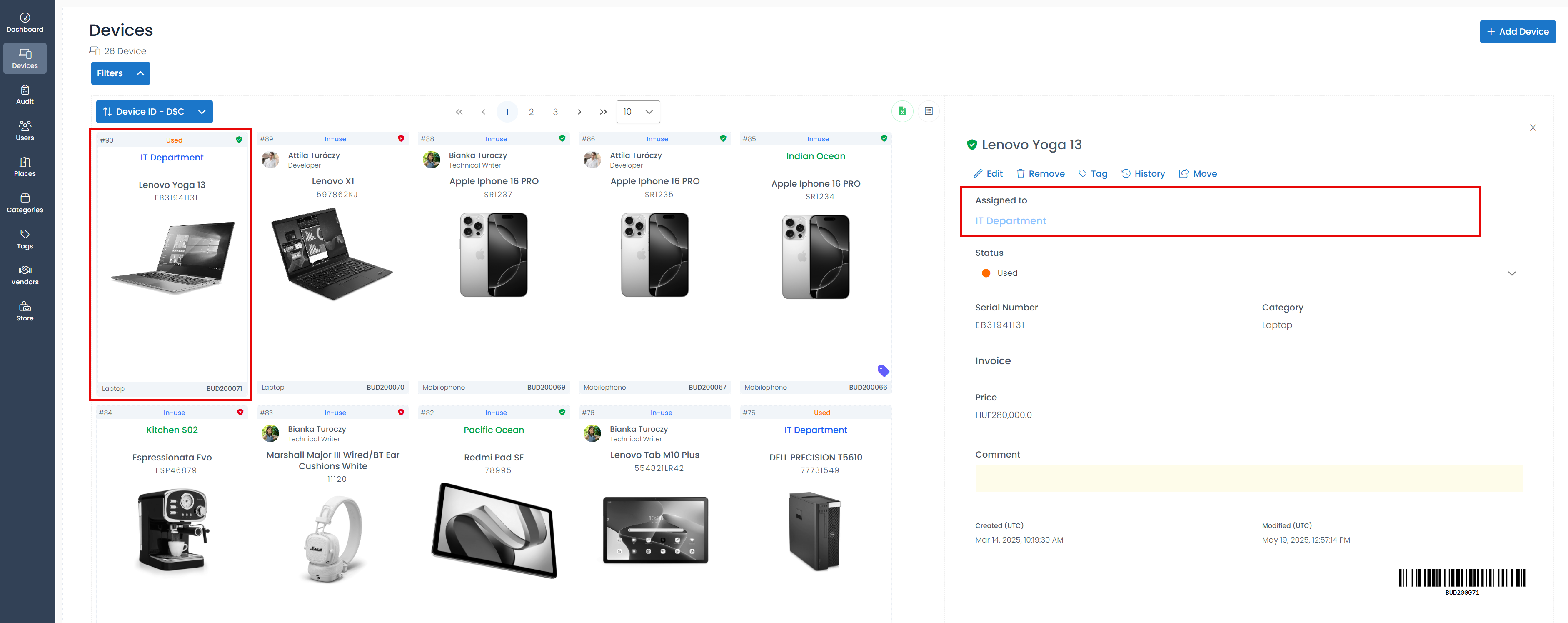 assign exist device