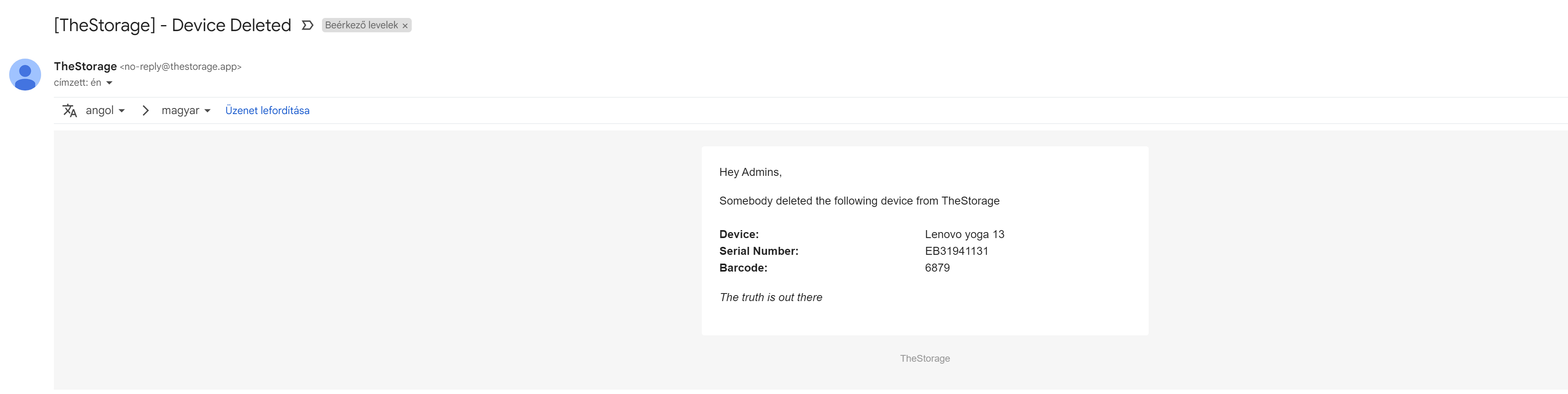 delete notification email to admin